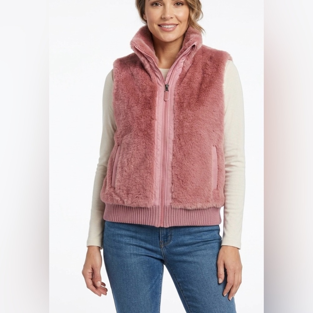 Chic Pink Faux Fur Vest for Women